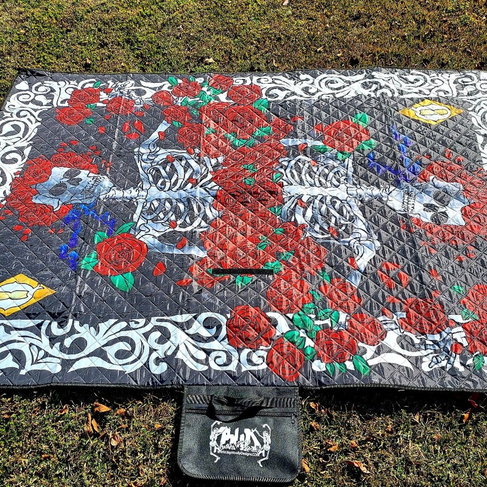 Grateful Dead Queen of Diamonds water resistant picnic blanket,  Limited Edition